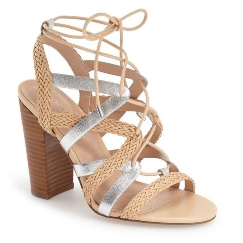 New Charles by Charles David Greensboro Caged Lace Up Block Heel Sandals | 9.5
